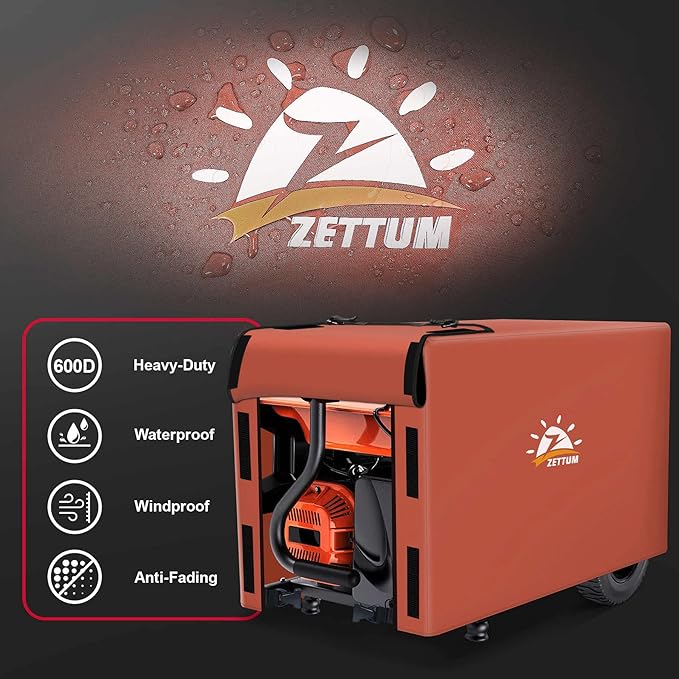 Zettum Generator Cover 24 Inch - 600D Outdoor Generator Cover Heavy Duty Waterproof Small Equipment Cover Outside for DuroMax Westinghouse Champion Predator Honda Portable Generator 2000-5000W