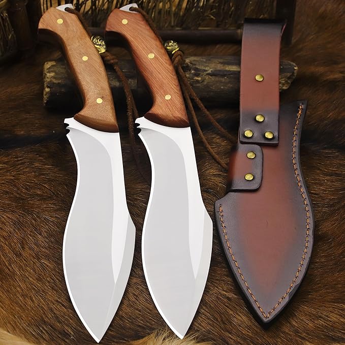 BA-KOR (Survivor III) 35.5CM (14.2 ) DC53 steel 10mm thickened full Tang fixed knife+ leather sheath &amp(5.9IN) Cerium Igniter suitable for outdoor hunting cutting chopping camping obstacle re