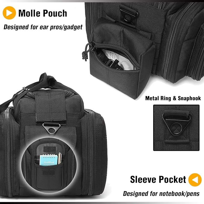 Tactical Range Bag Middle Size Large Shoulder Pack (Black)