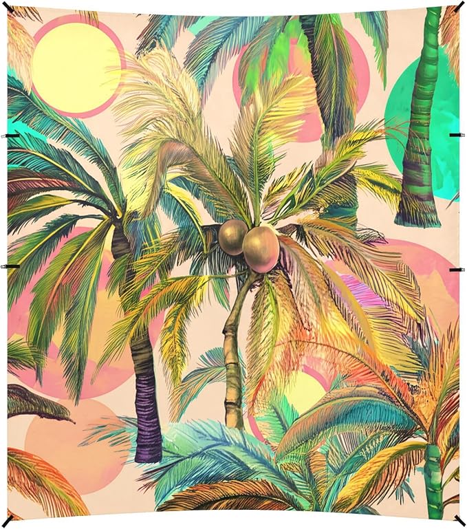 Beach Canopy with Windproof Ropes &amp Sandbags Beach Tent Sun Shade Sun Shelter for Camping Trips Fishing Backyard Fun or Picnics Palm Tree