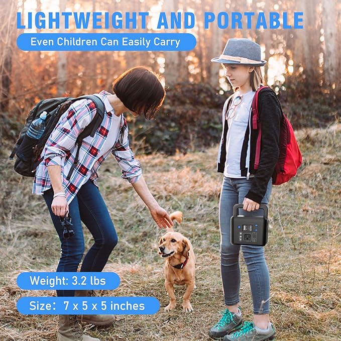 200W Portable Power Station Powkey 120Wh/33000mAh Power Bank with AC Outlet 110V 6 Outputs Solar Generator External Battery Pack with LED Light for Home Use and Outdoor Camping