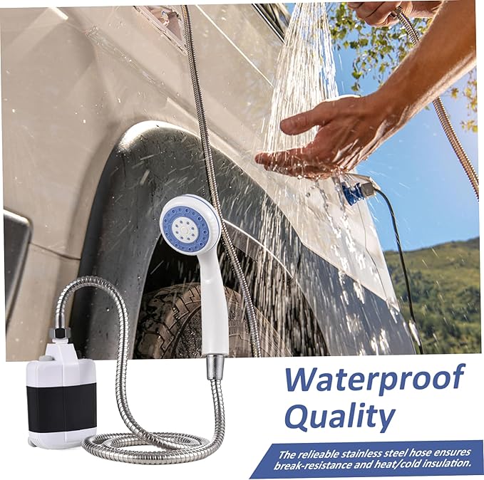 Portable Shower Camping Shower Pump USB Rechargeable Outdoor Waterproof Portable Pump with Head for Hiking Backpacking Travel Beach Pet