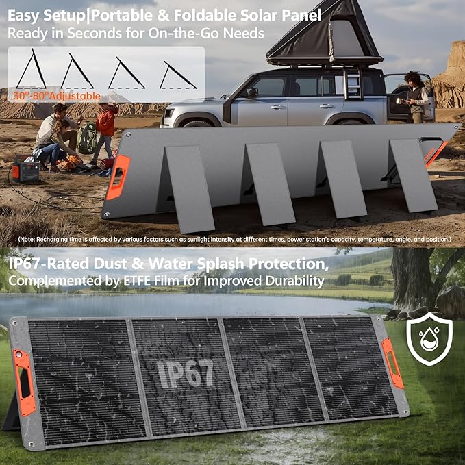 400W Portable Solar Panel for EF/Jackery/Bluetti/Anker Power StationUltra-Lightweight ETFE Foldable Solar Panel25% High EfficiencyMC4 Outputfor Outdoor Camping Emergency Power Supply