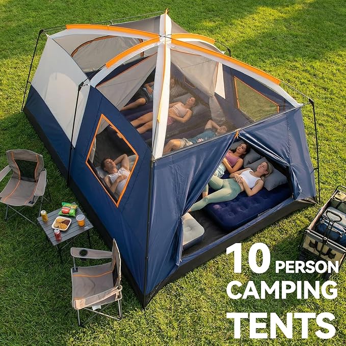 COBIZI 4-6-8-10 Person Camping Tent Spacious Family Tents for Camping Ideal Hiking 3500mm Waterproof Double-Layer Windproof Tent for Hiking &amp Backpacking