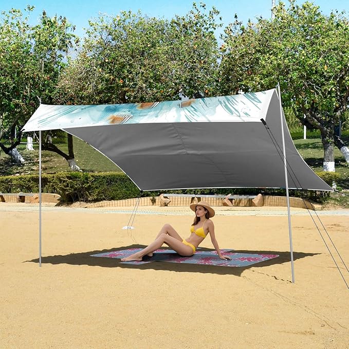 ALAZA Sea Turtle Fish Ocean Beach Tent Sun Shelter Portable Canopy Sunshade for Outdoor Camping Picnics Backyard Fun 10x9 ft