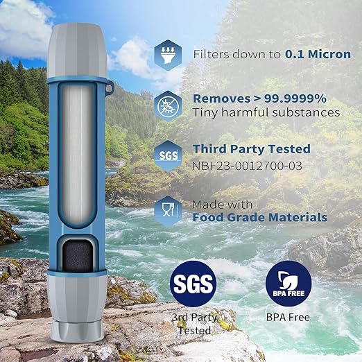Yuclet 5 Pack Personal Water Filter Straw for Drinking Survival 0.1-Micron Portable Water Purifier Straw Filters for Camping Hiking Travel Backpacking &amp Emergency Preparedness