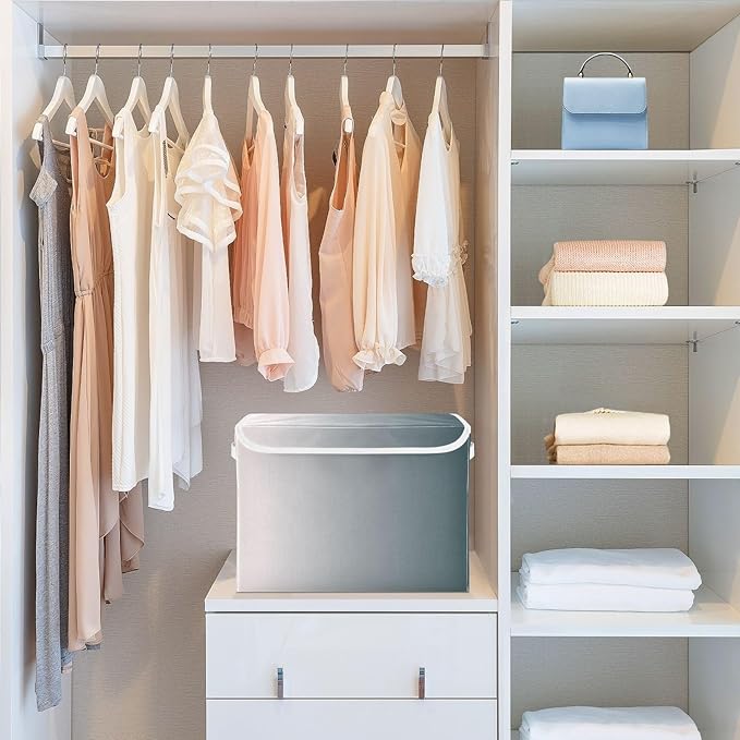Grey Gradient Storage Bin with Lid Collapsible Blanket Storage Storage Bags for Clothes for School Supply Office Basket