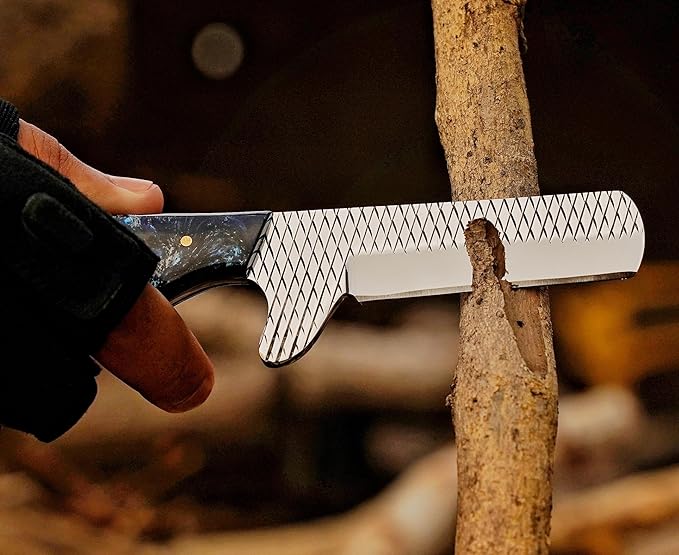 Cow Boy Knife Hand Forged Bull Cutter Knife with Sheath Best Gift for Girl Friend and Boy Friend. (Blue)