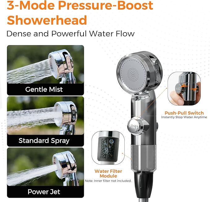 Portable Shower for Camping Rechargeable Shower Pump with LED Display 3-Level Spray Modes Bundled with Collapsible Bucket with Spigot 4 Gallon Portable Foldable Bucket with Handle for Camping