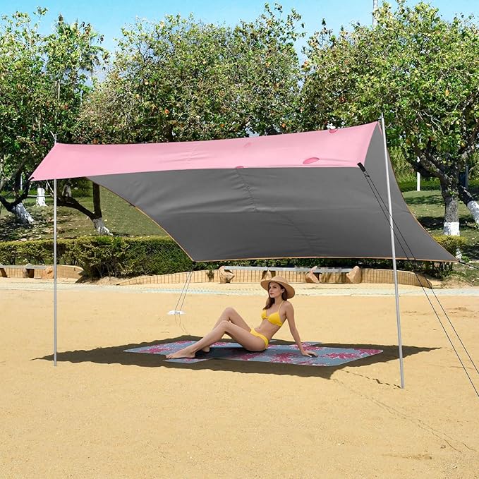 ALAZA Pink Ice Cream Beach Tent Sun Shelter Portable Canopy Sunshade for Outdoor Camping Picnics Backyard Fun 10x9 ft