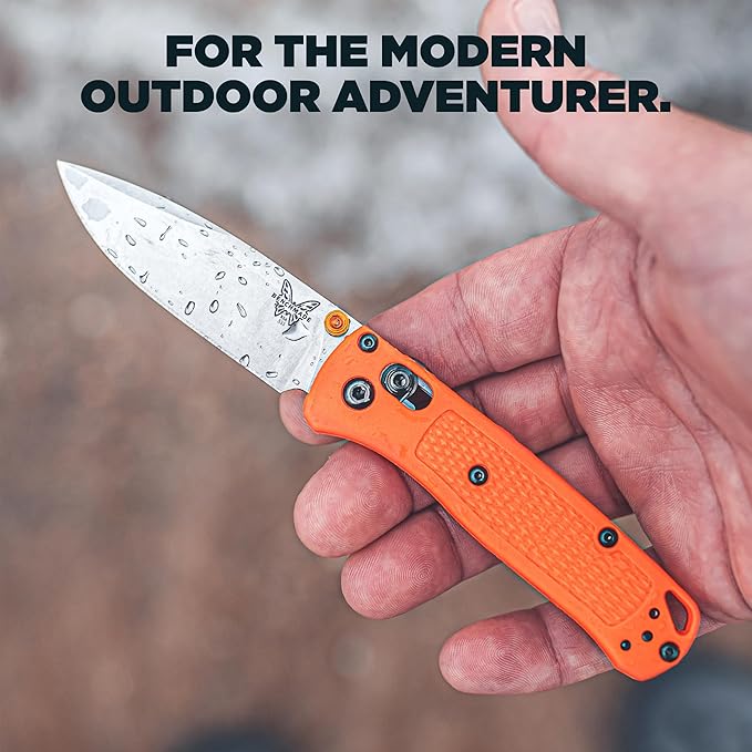 Benchmade - Mini Bugout Outdoor EDC Folding Knife Drop-Point Blade with Orange Grivory Handle (533)