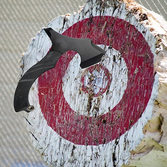 Uzi UZK-Axe-2 Masada Axe with 7-Inch Blade Reinforced Striker Tip Full Tang G10 Handle Tactical Throwing Chopping Axe for Outdoor Hiking Camping Black Stainless Steel Double Edged