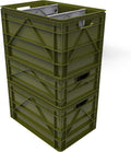 SIDIO Crate Basic Pack - 2 Full-Size &amp 1 Half-Size Heavy Duty Stackable Storage Bins Totes and Containers with Dividers - Durable Plastic Organizer for Home Office Garage and Outdoor Use Gree