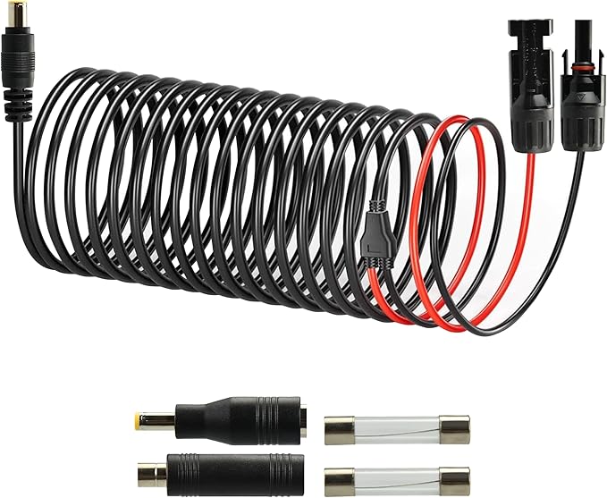 Boobrie 10m 32ft Solar Extension Cable Solar to DC7909 Cable with Solar Series Connector 14/12AWG Dual Gauge 221°F 300V for Power Stations Industrial UseRV Camping