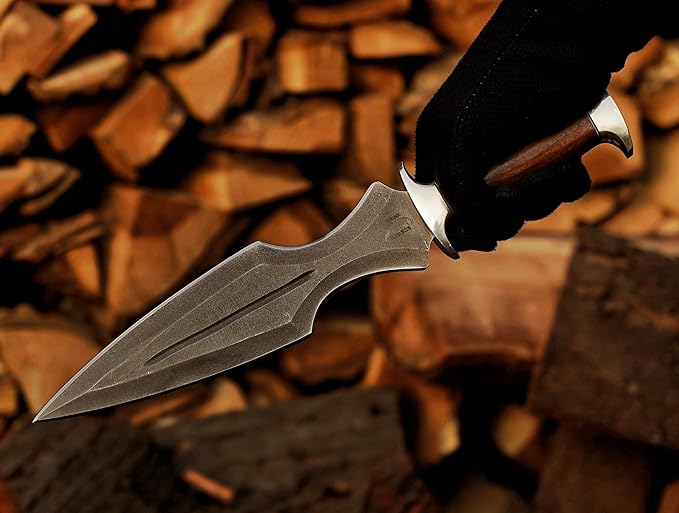 Handmade Dagger Knife with Leather Sheath- Double Edge Knife for Camping Work- Best Handmade Gift
