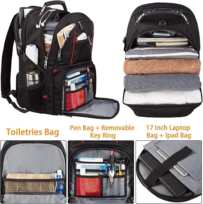 LTINVECK Travel Laptop Backpack Extra Large Backpack for Men Women TSA Friendly Heavy Duty Big Business Computer Backpacks Bag Fit 17 Inch Laptops RFID Backbag