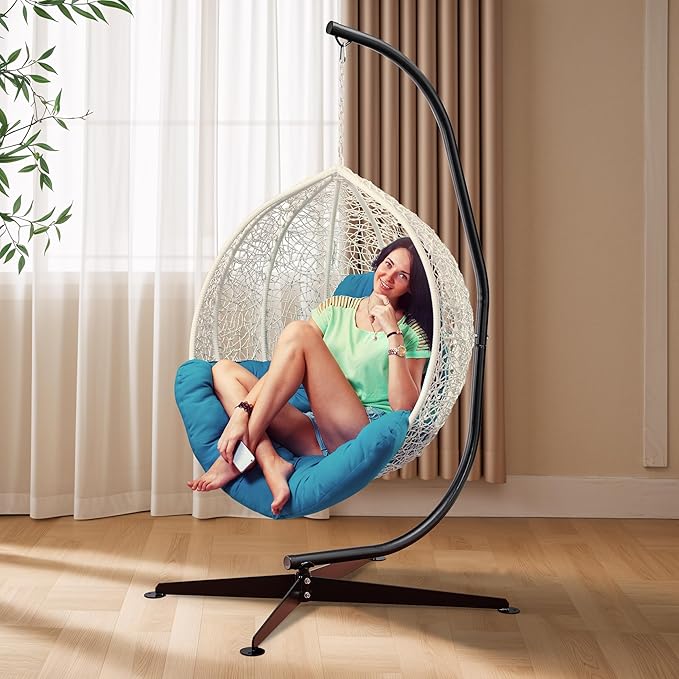 Sorbus Hammock Chair Stand Hanging Chair Stand- Steel Sensory Swing Stand- Weather &amp Rust Resistant C Stand- Adjustable Portable Stand 330lbs for Tree Lounger Air Porch Indoor/Outdoor Patio