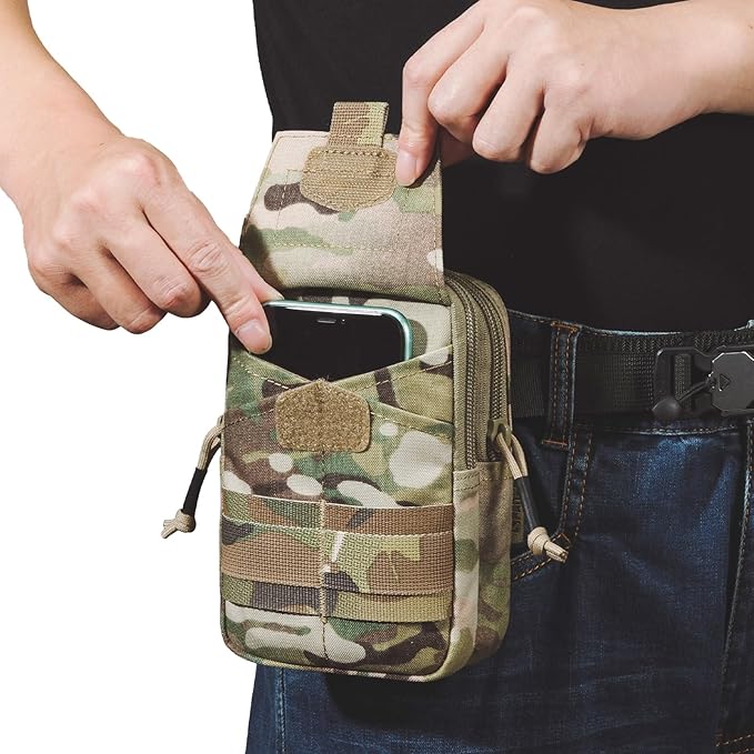 EXCELLENT ELITE SPANKER Tactical Molle EDC Pouch Nylon Belt Waist Bag Camping Hiking Organizer with Cellphone Holster for iPhone 12Pro 12 11ProMax XsMax XR XS X 8Plus 8 7 6 Samsung Galaxy Note 9 S9