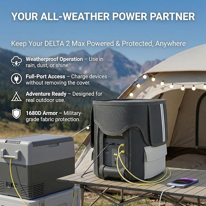 Protective Storage Bag DELTA 2 Max Waterproof and Heavyduty Durable Generator Cover for Portable Power Station 1680D Waterproof Oxford fabric Travel Organizer for Delta 2 Max &amp Extra Battery