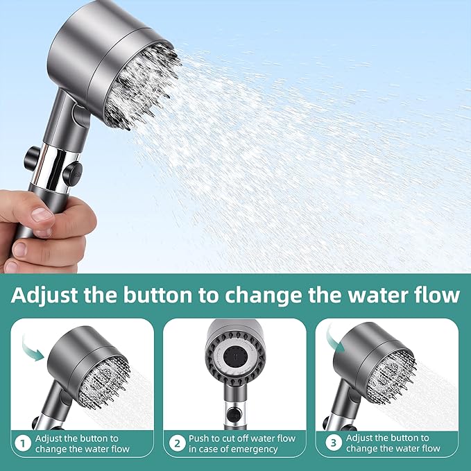 AMTPM Portable Outdoor Shower 6000mAh Camping Shower with Digital Display 3 Modes Emergency Power Bank for Camping Hiking Pet Bathing Car Washing