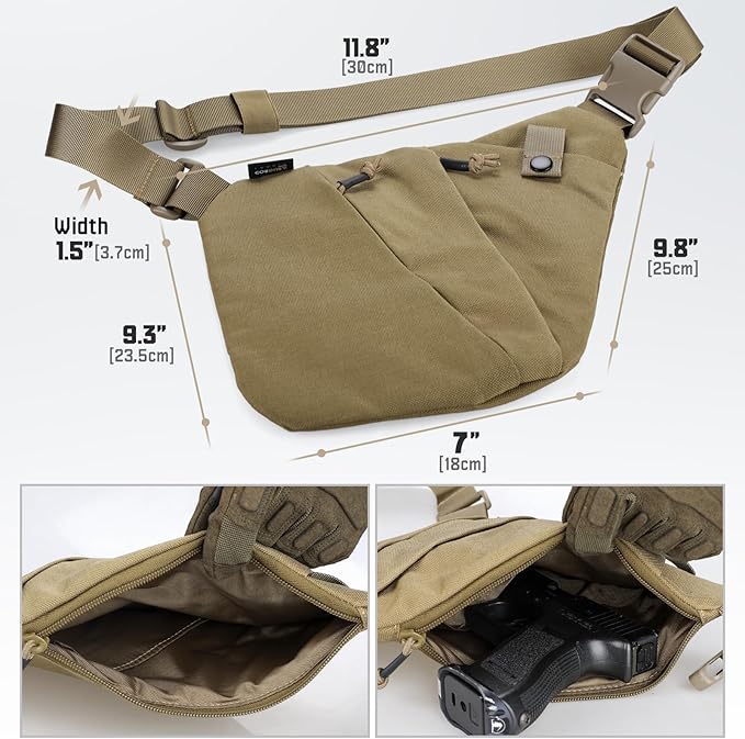 WYNEX Tactical Crossbody Sling BagConcealed Carry Bag for Men WomenAnti Theft Crossbody Bags CCW Bags EDC Carry