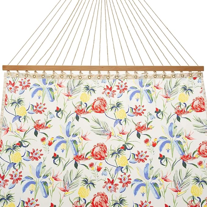 Castaway Living Large Tropical Print Quick-Dry Polyester Hammock – 12 ft. x 55 in. 350 lb Capacity Free Extension Chains &amp Tree Hooks – Ideal for Poolside Beach &amp Backyard Use