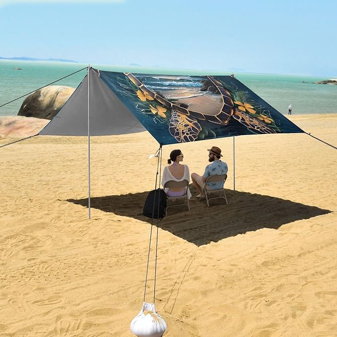 ALAZA Sea Turtle Beach Beach Tent Sun Shelter Portable Canopy Sunshade for Outdoor Camping Picnics Backyard Fun 10x9 ft