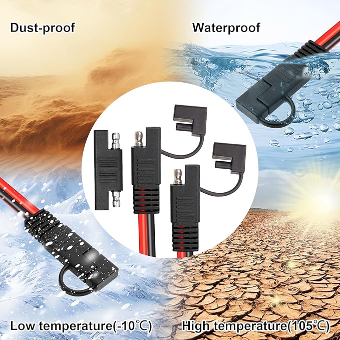 SAE Extension Cable 10AWG 20FT Quick Disconnect Tinned Copper Wire with SAE Connector Wire for Solar Panel Battery Tender Motorcycle Automotive RV Cars Tractor 10 Gauge