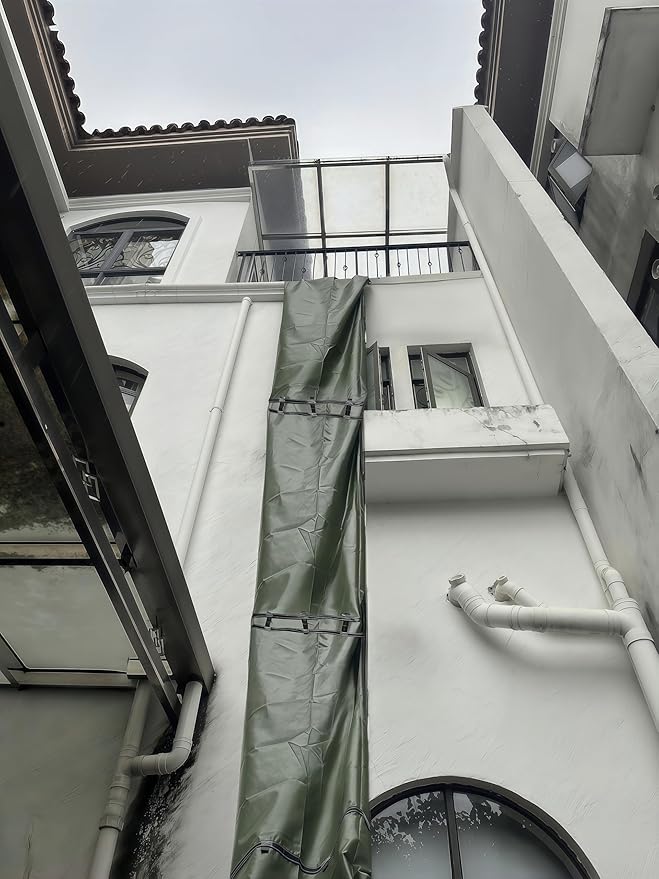 Heavy-Duty 10Ft Construction Chute Section with 12 Load-Bearing Cable TiesExtra Thick Double-Layer Material Trash ChuteMulti Connect Debris Chute for Removal of Construction Waste