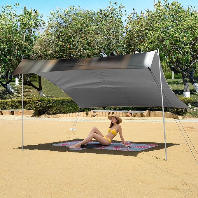 ALAZA Puppy Eat Delicious Pizza Beach Tent Sun Shelter Portable Canopy Sunshade for Outdoor Camping Picnics Backyard Fun 10x9 ft