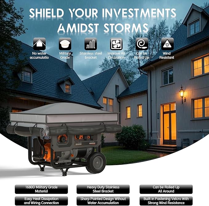 Generator Tent Cover with BracketGenerator Covers While RunningRooftop DesignNo Water Accumulation100% Waterproof Heavy Duty Tarps Generator Tent38 x28  x27 Gray.