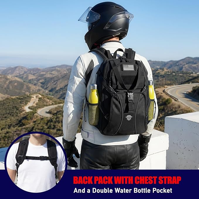 Nomad Motorcycle Backpack Fits Helmet Bike Sissy Bar Backpack Lightweight Military Molle Tactical Back Pack Men/Women Laptop Rucksack Water Resistant Assault Pack Travel Camping Hiking Back Pack