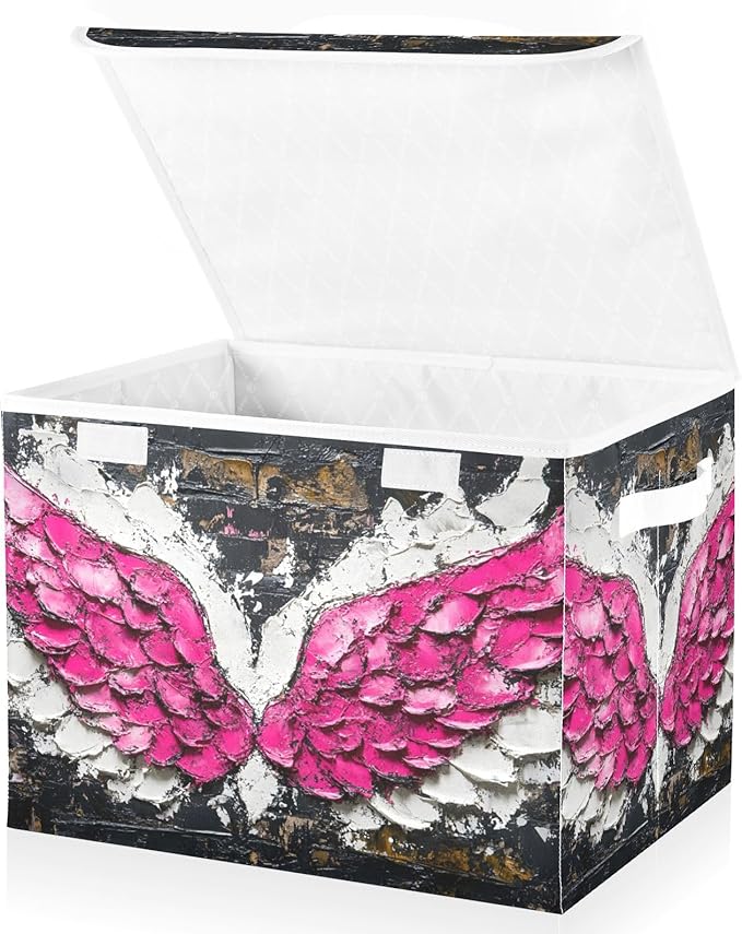Storage Cube with Lid Wings Pastel Print 16.5×12.6×11.8 IN Collapsible Large Capacity Foldable Storage Basket Bin Organizer