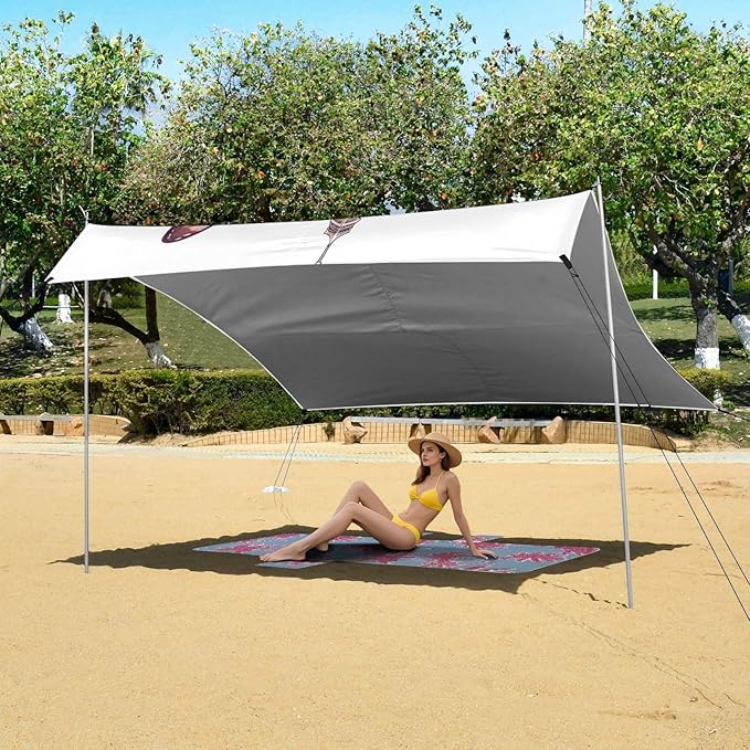 ALAZA Eiffel Tower with Roses Butterfly Beach Tent Sun Shelter Portable Canopy Sunshade for Outdoor Camping Picnics Backyard Fun 10x9 ft