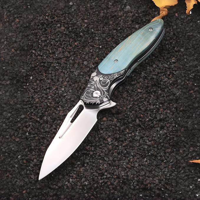 Knives for Men Folding Knife Lightweight Outdoor Knife for Backpacking HRC 58-60 Personalized Engraving Knives Hunting Knife Gift for Boyfriend who Loves Hunting Boyfriend Gifts
