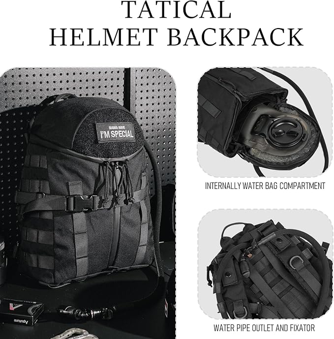 Tatical Helmet BackpackWarrior Assault Systems Large Helmet Bag Cargo Molle Head Protection Kit Pack (BK)