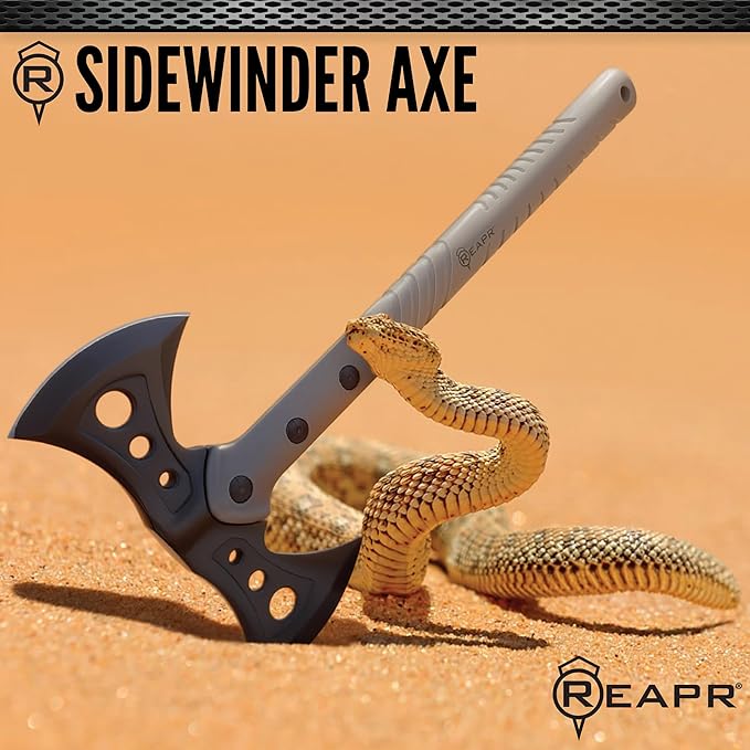 Reapr Sidewinder Tactical Double Axe16 Dual-Headed Survival Hatchet with 2Cr13 Stainless Steel Cast Head Black Oxide Finish Ballistic Sheath Camping Hunting Outdoor (Sidewinder)