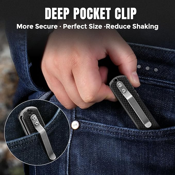 Folding Pocket Knife 3.19” 14C28N Steel Blade G10 Handle Praxis Small Flipper Liner Lock EDC Folding Knife Sharp Survival Camping Hiking Hunting Tactical Knives for Men (Black)