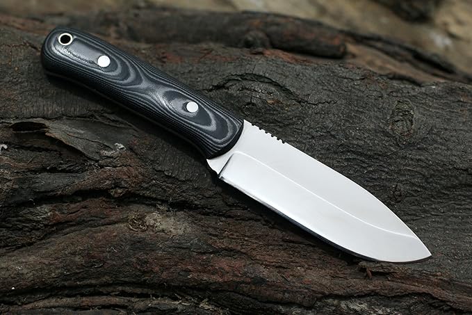 GCS Handmade G10 Handle D2 Tool Steel Tactical Hunting Knife with leather sheath Full tang blade designed for Hunting &amp EDC GCS 10