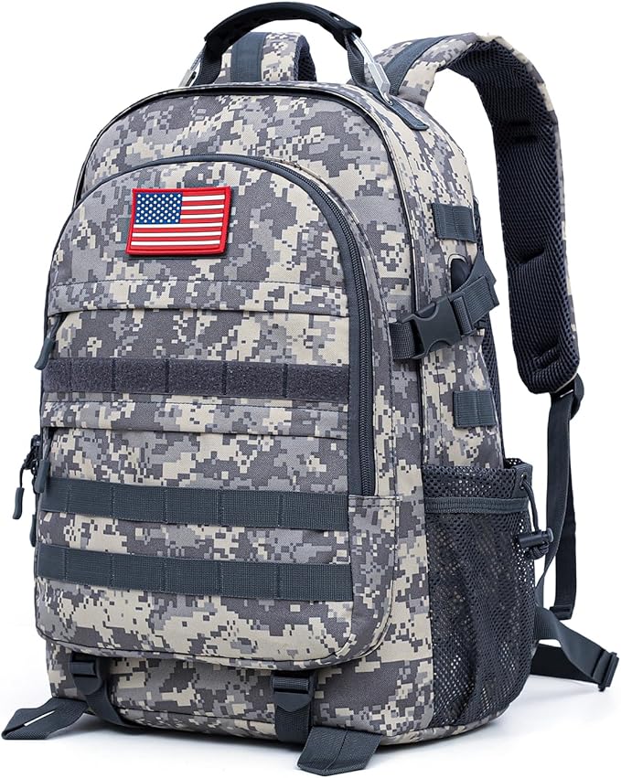 outdoor plus Camo Backpack for BoysWaterproof Army Bookbag with USB Charging Port Camoflauge Teen Boys Backpack for School