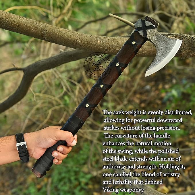 Hand-Forged Viking Axe of Ragnar Lothbrok Hunting Axe Handmade Camping Axes Hatchet-Norse Axe Tomahawk Vikings Bearded Axes Leather-Wrapped Handle &amp Sheath (AXE-11)