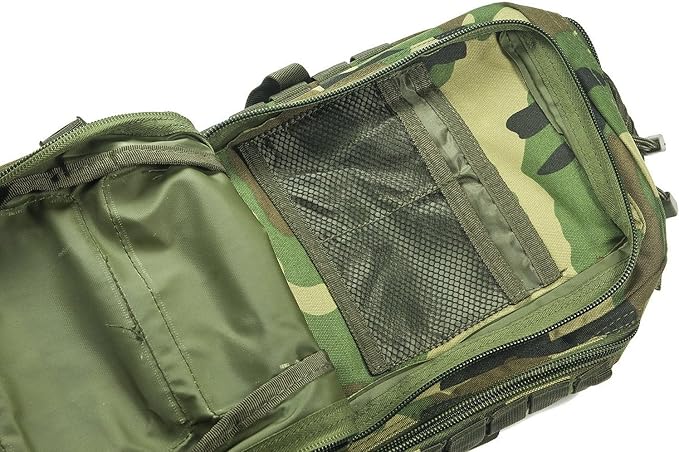 Mil-Tec Unisex Assault Pack - Rugged Durable Lightweight Ergonomic Versatile Tactical Outdoor Camping Hiking Backpack with Adjustable Padded Shoulder Straps &amp MOLLE Loops Woodland Camo 20L