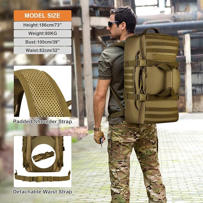 HUNTVP 60L Tactical Backpack Tactical Duffel Bag Military Travel Bag Outdoor Assault Pack Rucksack Bag | Gear Sport Outdoor Bag For Hunting Camping Trekking