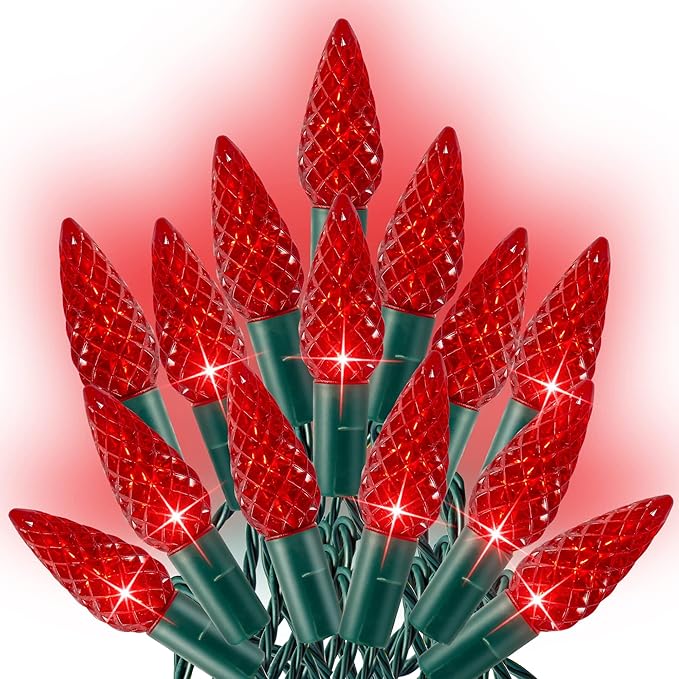 Dazzle Bright C6 Christmas String Lights 200 LED 66 FT Waterproof Connectable String Lights with Timer 8 Modes Christmas Lights for Indoor Outdoor Home Garden Yard Xmas Tree Decoration (Red)