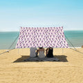 ALAZA Lavender Flower Floral Heart Beach Tent Sun Shelter UPF50+ Protection Beach Shade Canopy w/ 4 Sandbags for Outdoor Camping Fishing Backyard Fun Picnic 10x9 ft