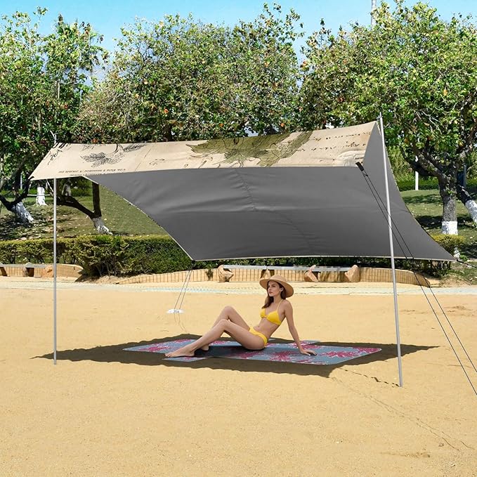ALAZA Retro Wine Bottle Skull Beach Tent Sun Shelter Portable Canopy Sunshade for Outdoor Camping Picnics Backyard Fun 10x9 ft