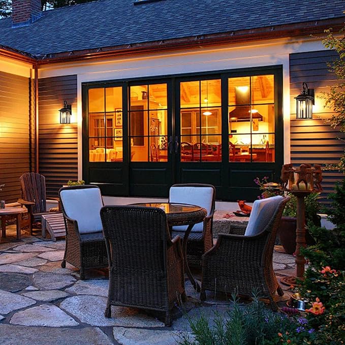 Dusk to Dawn Outdoor Wall Light Fixtures19'' Outdoor Porch Sconces Lighting  Waterproof Wall Lanterns with E26 Sockets &amp Glass Modern Oil Rubbed Bronze Outside Lights for Front Door Entryway Ga