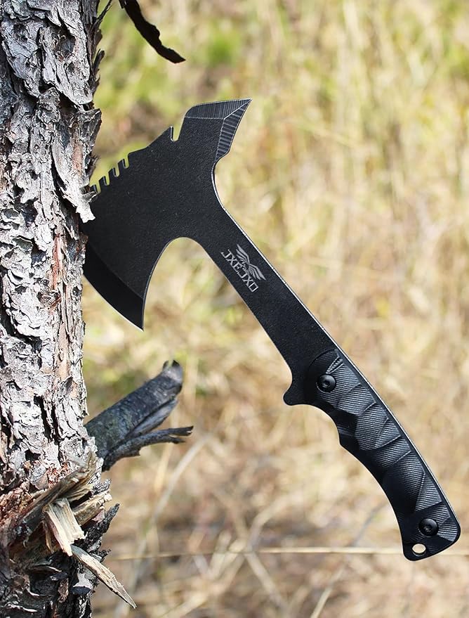 JXE JXO Throwing Axes Overall 10.2in w/ 3.6in Blade Full Tang 420HC Stainless Steel Tomahawk with Spike Design for Hawks Throwing Recreation and Competition