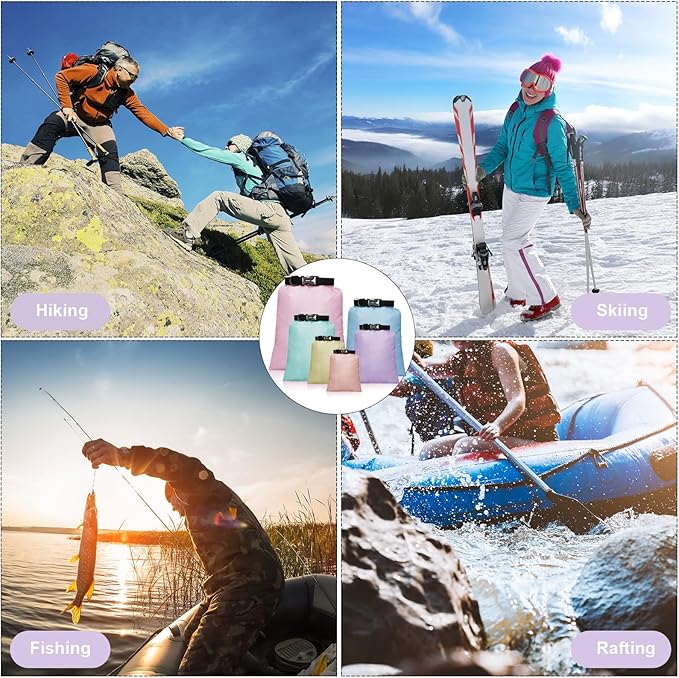 Shappy 6/12 Pcs Waterproof Dry Bags Lightweight Outdoor Waterproof Dry Stuff Sacks 15/8/5/4/3/2 L and Long Adjustable Shoulder Strap for Kayaking Rafting Boating Hiking Camping