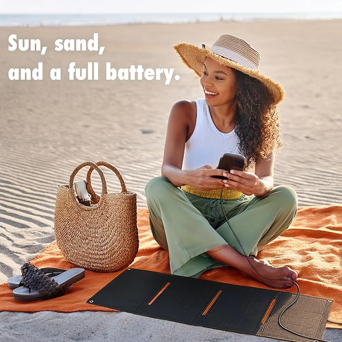 4-Panel Foldable Solar Charger 28W High-Efficiency USB-C &amp USB-A Fast Charging Lightweight Compact Ideal for iPhone Android Camping Backpacking Emergency Eco-Friendly